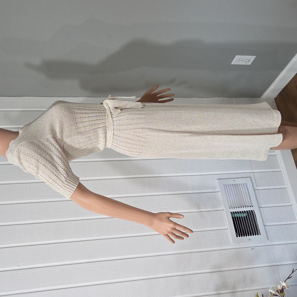 Vintage 1970 Cream Knit Dress - Picture 8 of 10